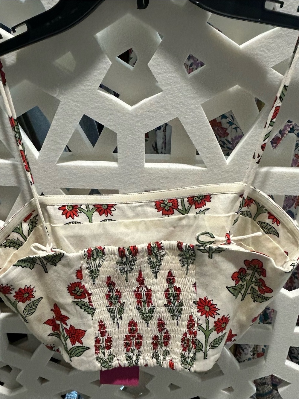 NEW WITH TAGS RHODE Cream Crop Top with Red Floral Print - Picture 2 of 3